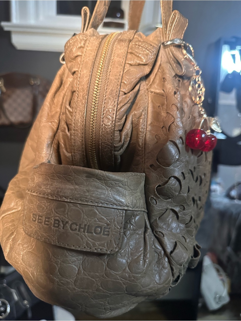 See By Chloe taupe brown leather shoulder bag